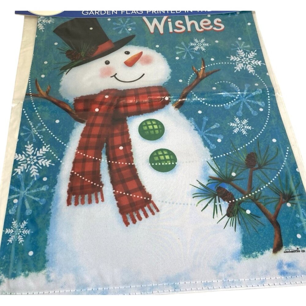 Christmas Snowman Garden Flag Holiday Party Banner Snowflake Winter Nature Decor